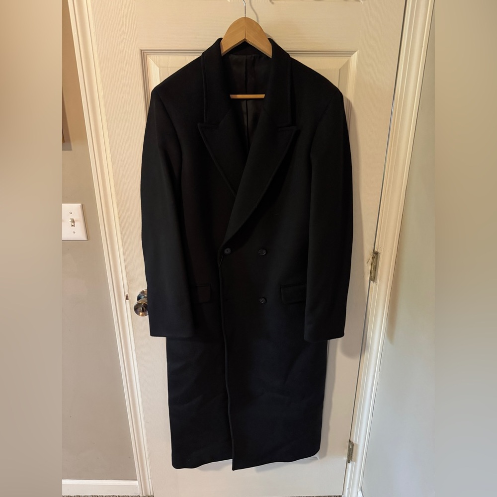 Calvin Klein Studio - Men's Classic Black Trench Coat (Pea Coat)